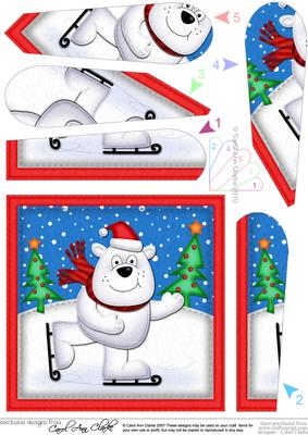 Xmas Skating Ben Polar Bear Fan Pyramage Topper