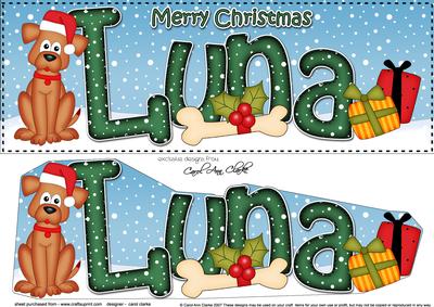 Large Dl Christmas Luna Rusty Dog 3D Decoupage
