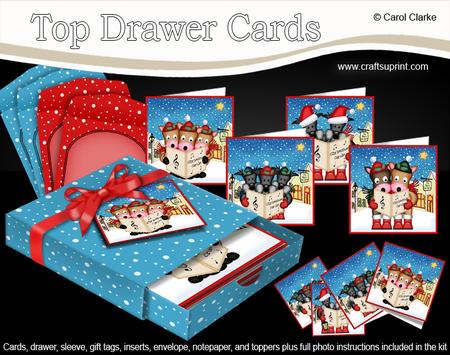 3D Xmas Gigi Horse & Hamish Scotttie Dog Top Drawer Cards