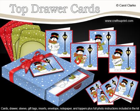 3D Xmas Snowman Top Drawer Cards