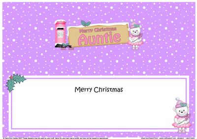 Lge Dl Christmas Auntie Teddy Tess Signpost Insert