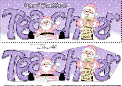 Large Dl Xmas Teacher Santa 3D Decoupage