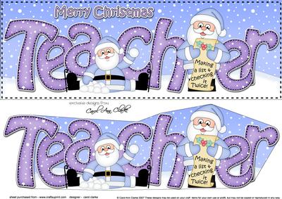 Large Dl Xmas Teacher Santa 3D Decoupage