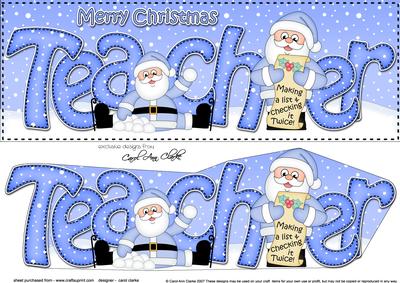 Large Dl Xmas Teacher Santa 3D Decoupage