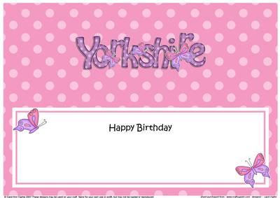 Large Dl Happy Birthday from Yorkshire Butterfly Insert