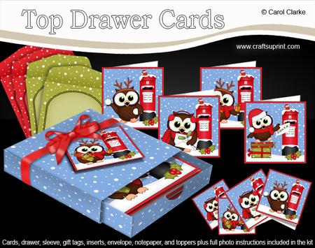 3D Xmas Little Hoot Owl Top Drawer Cards Bumper Kit