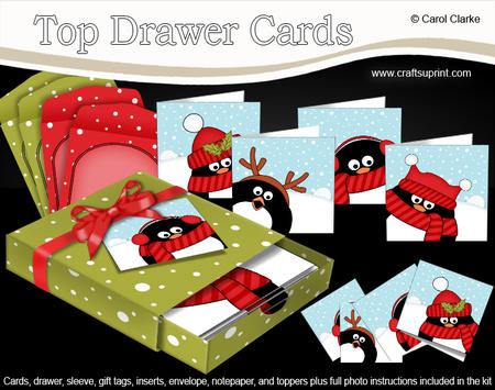 3D Xmas Pip Penguin Top Drawer Cards Bumper Kit