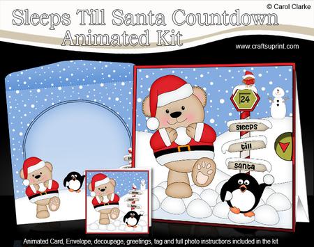 3D Xmas Livvy Bear Sleeps Till Santa Animated Card
