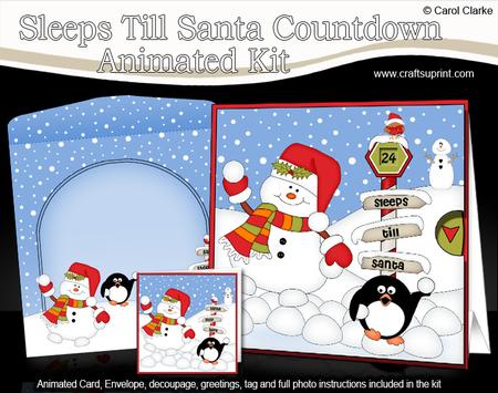 3D Xmas Snowman Sleeps Till Santa Animated Card