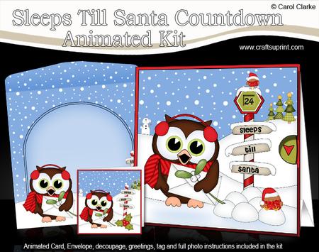 3D Xmas Little Hoot Owl Sleeps Till Santa Animated Card