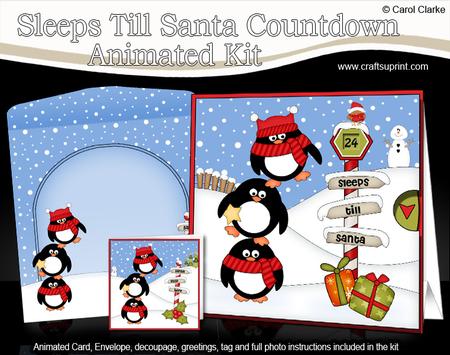 3D Xmas Pip Penguin Sleeps Till Santa Animated Card