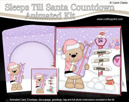 3D Xmas Livvy Bear Sleeps Till Santa Animated Card