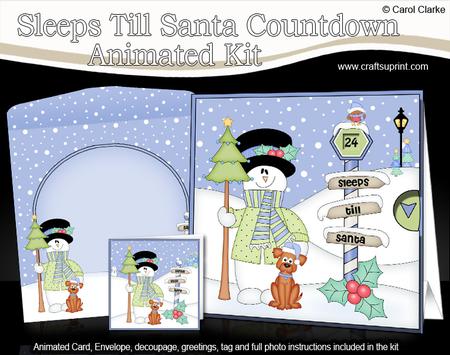 3D Xmas Snowman Sleeps Till Santa Animated Card