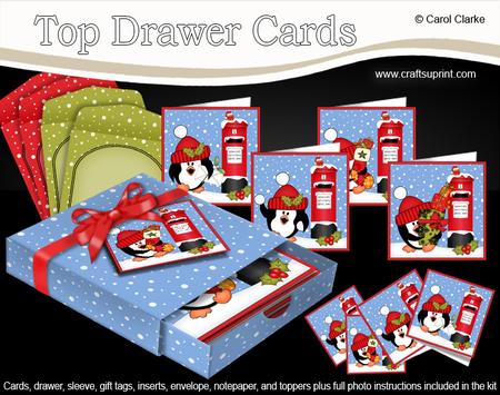 3D Xmas Pip Penguin Top Drawer Cards Bumper Kit