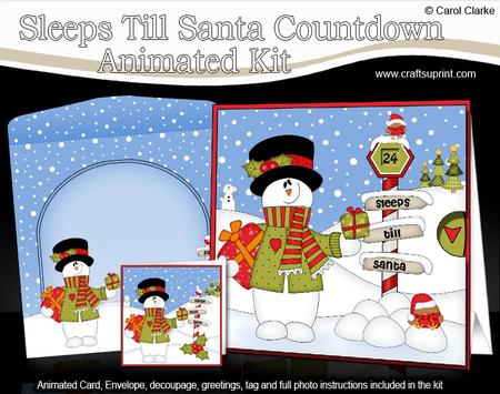3D Xmas Snowman Sleeps Till Santa Animated Card