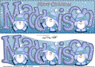 Large Dl Xmas Maddison Penguins & 3D Decoupage
