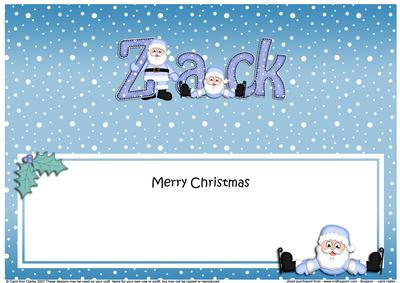 Large Dl Xmas Zack Santa Matching Insert