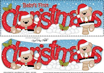 Large Dl Baby's 1st Christmas Livvy Bear 3D Decoupage