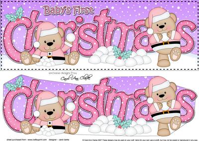Large Dl Baby's 1st Christmas Livvy Bear 3D Decoupage
