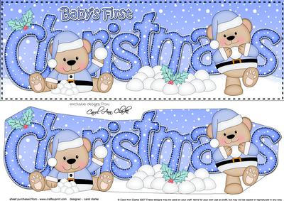 Large Dl Baby's 1st Christmas Livvy Bear 3D Decoupage