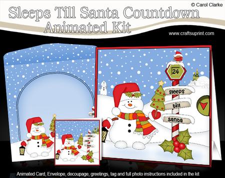 3D Xmas Snowman Sleeps Till Santa Animated Card