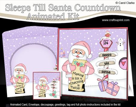 3D Xmas Santa Sleeps Till Santa Animated Card