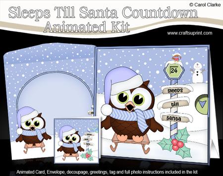 3D Xmas Little Hoot Owl Sleeps Till Santa Animated Card