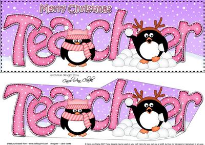 Large Dl Xmas Teacher Pip Penguin 3D Decoupage