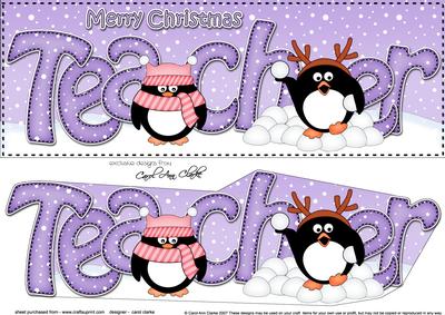 Large Dl Xmas Teacher Pip Penguin 3D Decoupage
