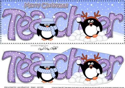 Large Dl Xmas Teacher Pip Penguin 3D Decoupage