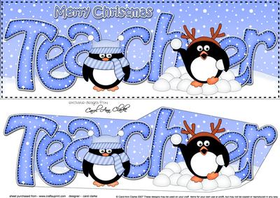 Large Dl Xmas Teacher Pip Penguin 3D Decoupage