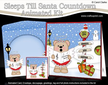 3D Xmas Livvy Bear Sleeps Till Santa Animated Card