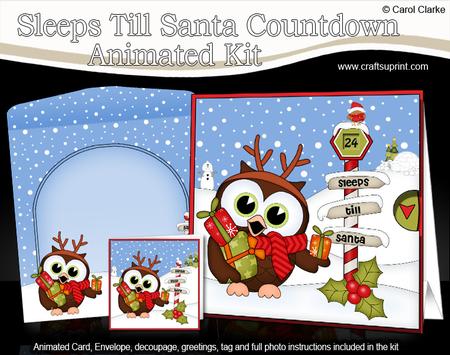 3D Xmas Little Hoot Owl Sleeps Till Santa Animated Card
