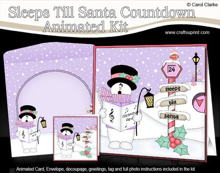 3D Xmas Snowman Sleeps Till Santa Animated Card