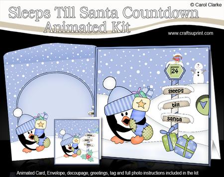 3D Xmas Pip Penguin Sleeps Till Santa Animated Card