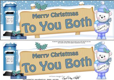 Lge Dl Xmas to You Both Teddy Signpost Decoupage