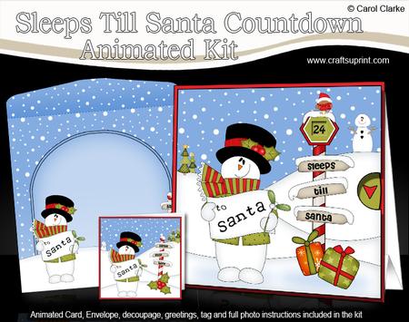 3D Xmas Snowman Sleeps Till Santa Animated Card
