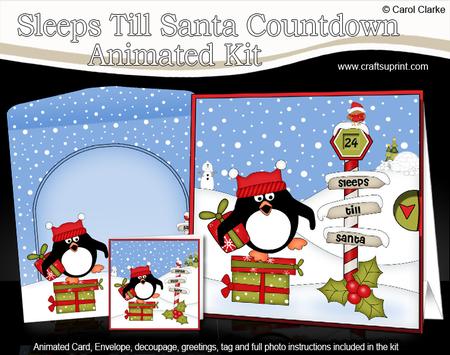 3D Xmas Pip Penguin Sleeps Till Santa Animated Card