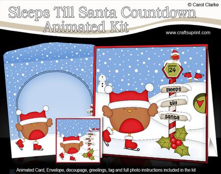 3D Xmas Bobbin Robin Sleeps Till Santa Animated Card