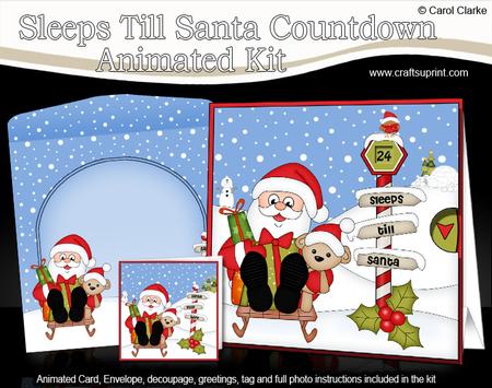 3D Xmas Santa Sleeps Till Santa Animated Card