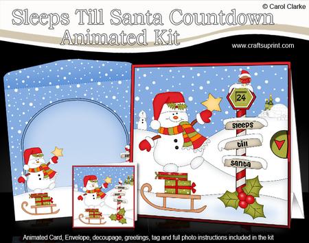 3D Xmas Snowman Sleeps Till Santa Animated Card