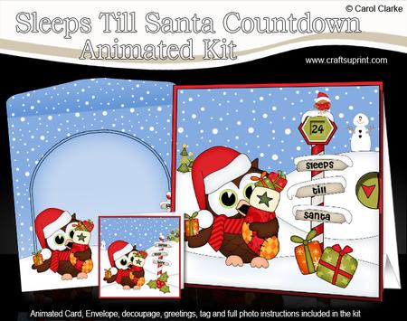 3D Xmas Little Hoot Owl Sleeps Till Santa Animated Card