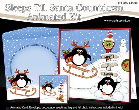 3D Xmas Pip Penguin Sleeps Till Santa Animated Card
