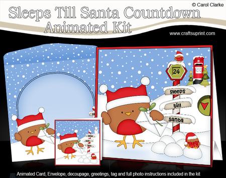 3D Xmas Bobbin Robin Sleeps Till Santa Animated Card