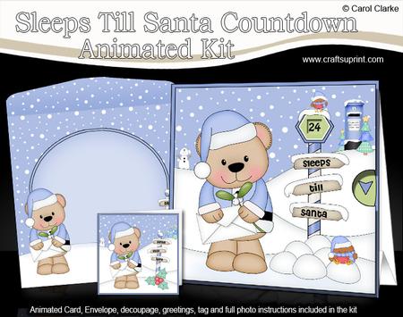 3D Xmas Livvy Bear Sleeps Till Santa Animated Card