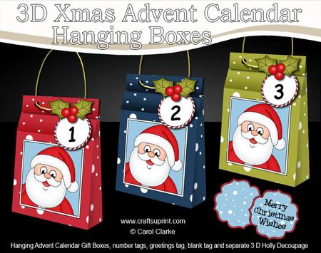 3D Santa Xmas Hanging Advent Calendar Box Kit