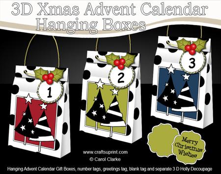 3D Trees Xmas Hanging Advent Calendar Box Kit