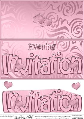 Dl Evening Invitation Hearts Cut & Fold + 3D Decoupage