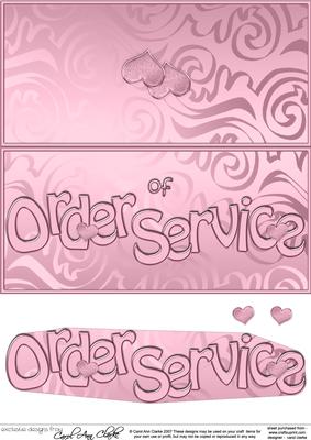 Dl Order of Service Hearts Cut & Fold + 3D Decoupage