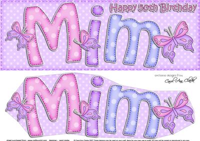 Large Dl 50th Birthday Mim Butterflies Card & Decoupage